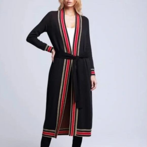 L'AGENCE Sweaters - L'Agence Cleo Pur Amour Rose Intarsia Knit Belted Maxi Duster Cardigan XS NWT